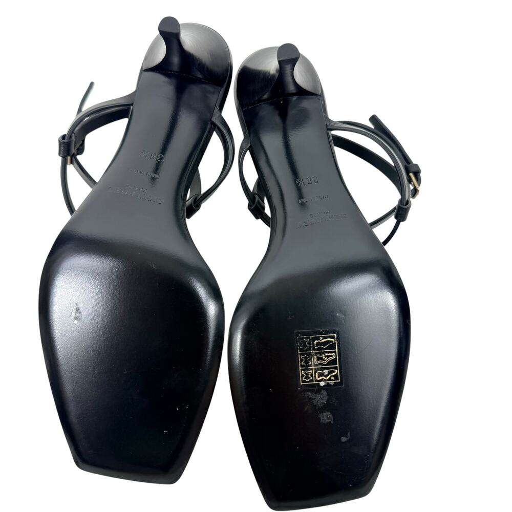 Saint Laurent Cassandra Square Toe 60 Sandals Leather Black Size 38.5 - Picture 8 of 10